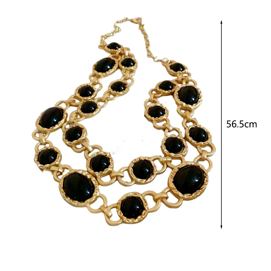 Retro Simple Style Round Alloy Inlay Resin Women'S Necklace