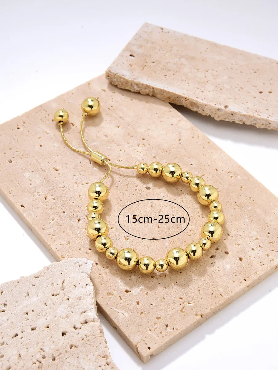 Retro Simple Style Round Copper Gold Plated Bracelets In Bulk