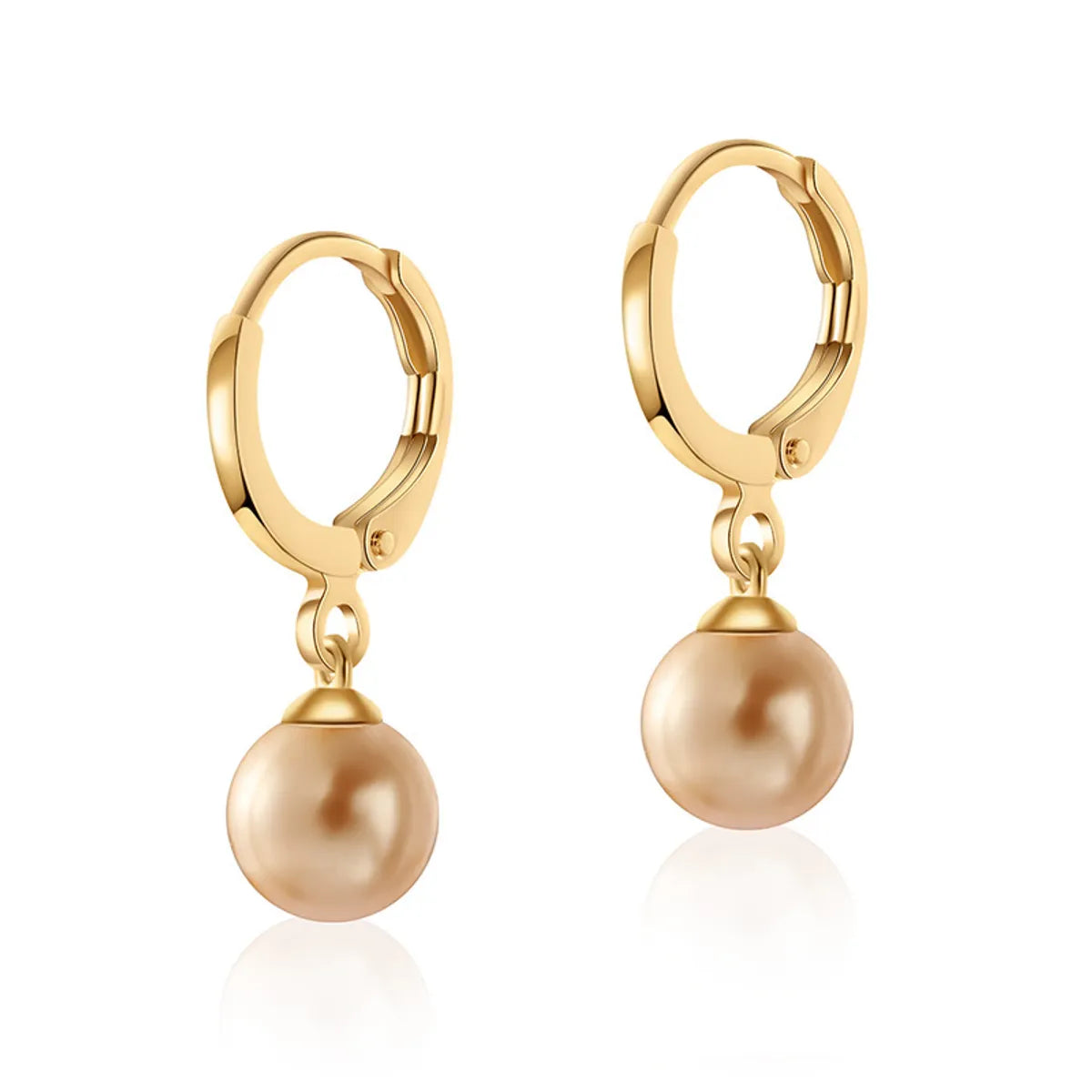 Retro Simple Style Round Copper Plating Inlay Pearl Drop Earrings 1 Pair