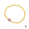 Retro Simple Style Round Heart Shape Copper Enamel Plating Inlay Zircon 18k Gold Plated Bracelets