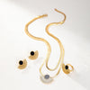 Retro Simple Style Sector Stainless Steel Plating Hollow Out Inlay Plastic 18k Gold Plated Jewelry Set