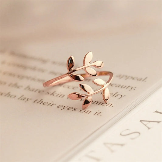 Retro Simple Style Streetwear Leaf Copper Open Ring