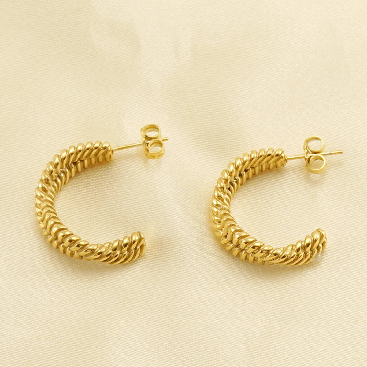 1 Pair Retro Simple Style Twist Plating Stainless Steel 18k Gold Plated Ear Studs