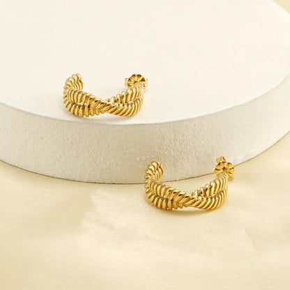 1 Pair Retro Simple Style Twist Plating Stainless Steel 18k Gold Plated Ear Studs