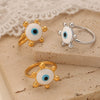 Retro Simple 316L Stainless Steel Goldplated Enamel Eye Jewelry Set Earrings And Ring