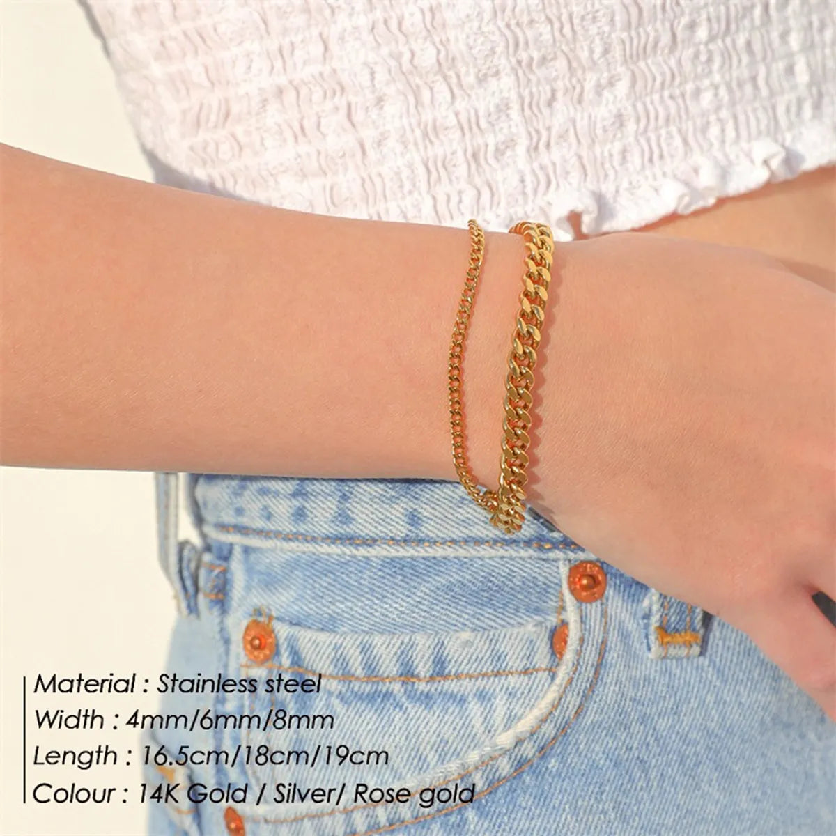 Retro Simple Twist Chain 14k Gold Plated Stainless Steel Bracelet