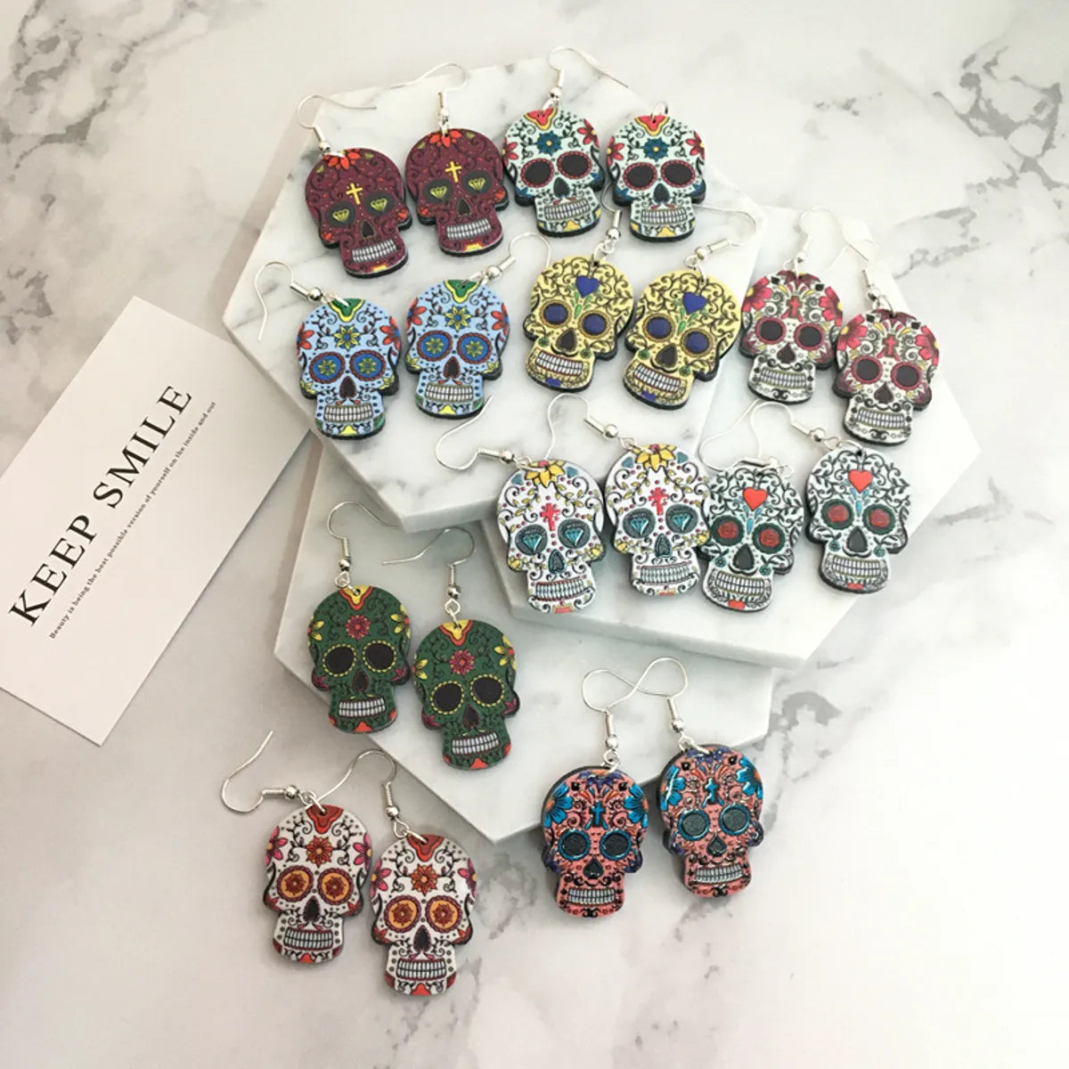 Retro Skull Arylic Skull Earrings 1 Pair