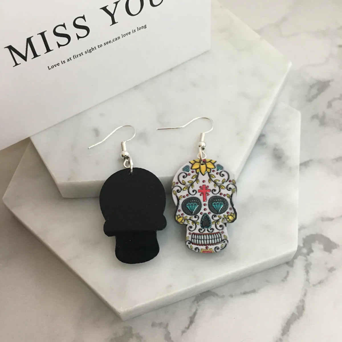 Retro Skull Arylic Skull Earrings 1 Pair