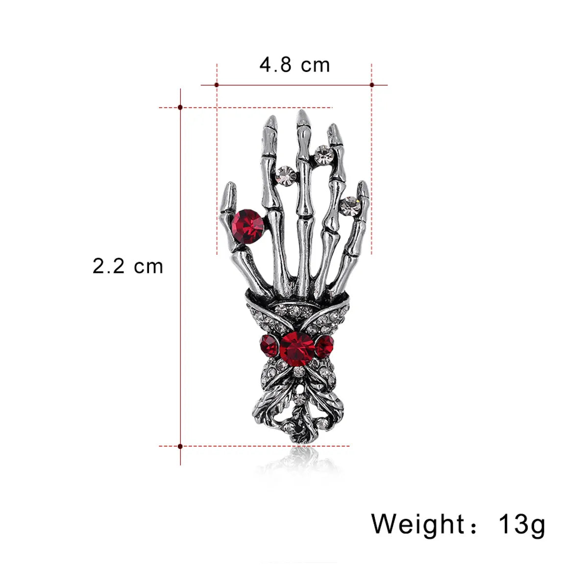 Retro Skull Palm Alloy Rhinestone Brooch