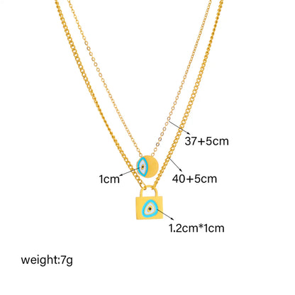 Retro Skull Titanium Steel Plating 18k Gold Plated Double Layer Necklaces