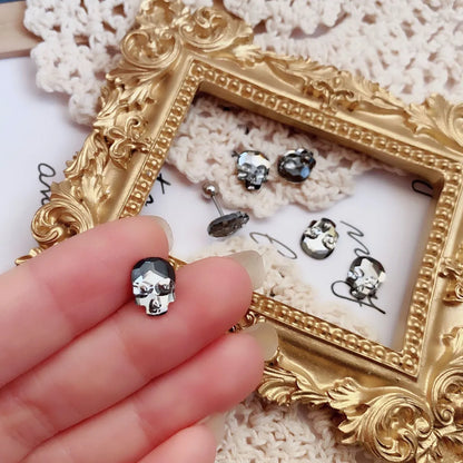 Retro Skull Titanium Steel Rhinestones Ear Studs 1 Piece