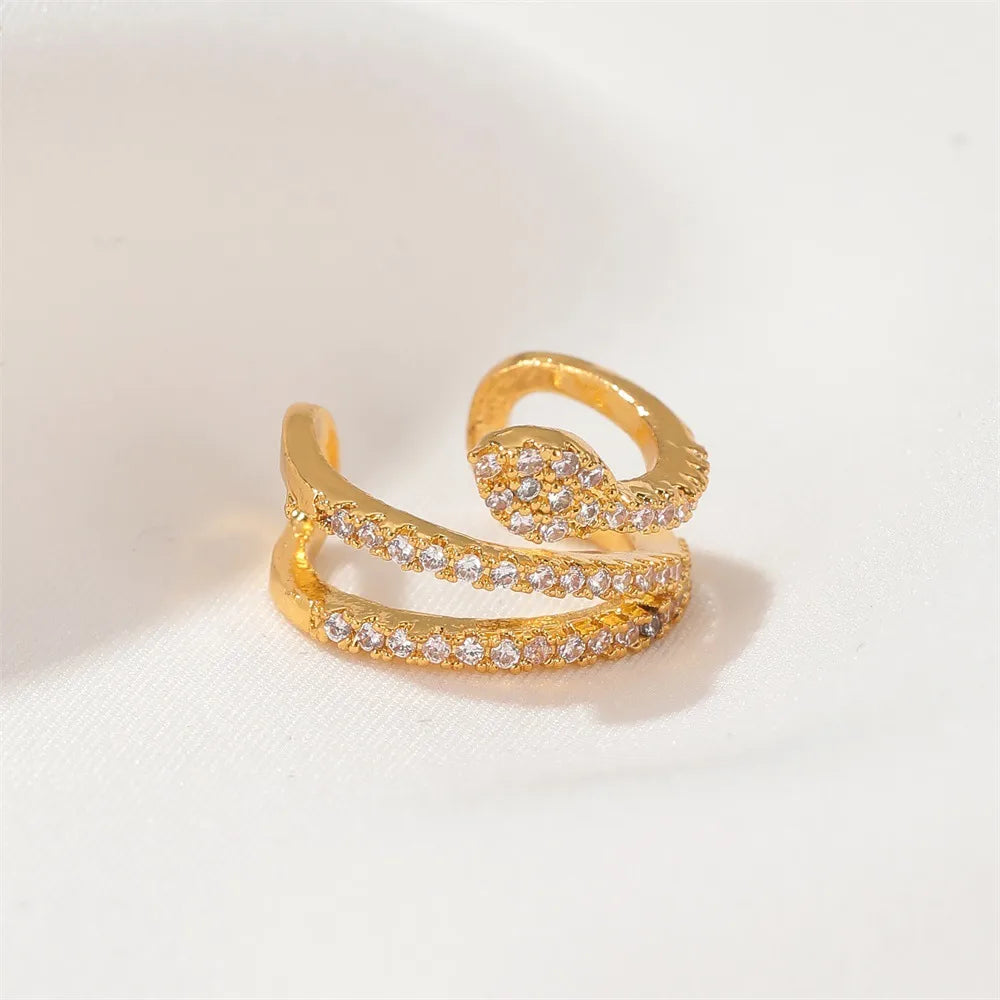 Retro Snake-Shaped Ear Clips Simple Full Diamond C-Shaped Ear Bone Clip Fashion Earrings Wholesale Nihaojewelry