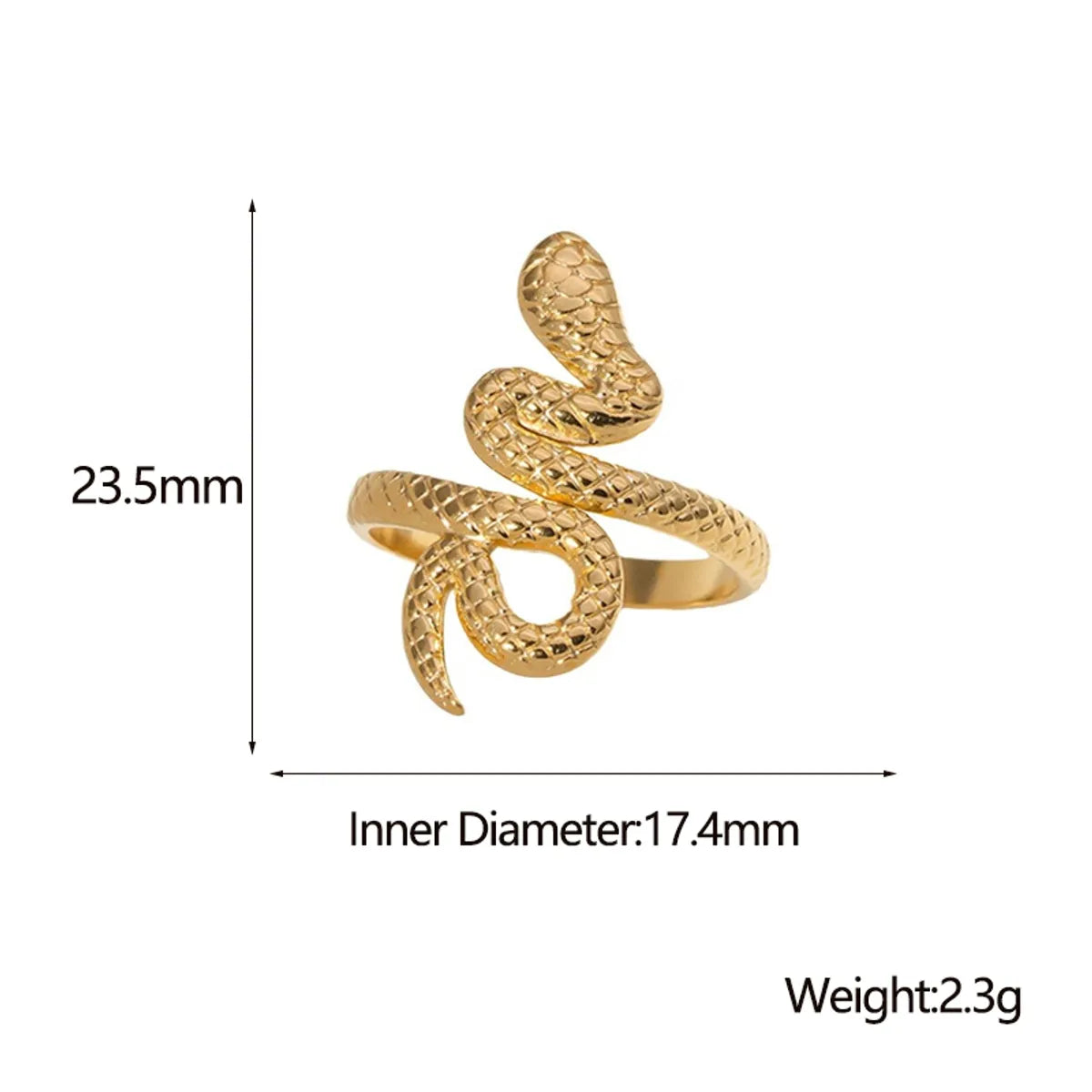 Retro Snake Stainless Steel Open Ring 1 Piece