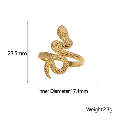 Retro Snake Stainless Steel Open Ring 1 Piece