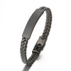 Retro Solid Color 304 Stainless Steel Pu Leather Men'S Bracelets Men Cord & Leather Bracelets