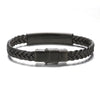 Retro Solid Color 304 Stainless Steel Pu Leather Men'S Bracelets Men Cord & Leather Bracelets