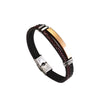 Retro Solid Color 304 Stainless Steel Pu Leather Men'S Bracelets Men Cord & Leather Bracelets