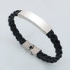 Retro Solid Color 304 Stainless Steel Pu Leather Polishing Men'S Bangle Men Cord & Leather Bracelets