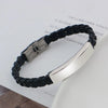 Retro Solid Color 304 Stainless Steel Pu Leather Polishing Men'S Bangle Men Cord & Leather Bracelets