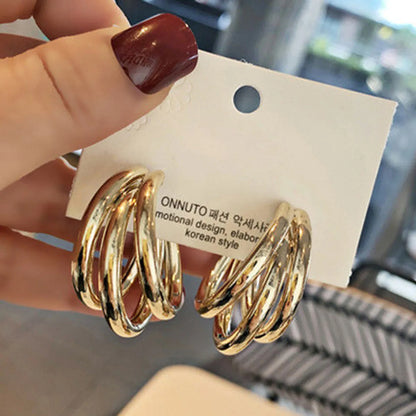 Retro Solid Color Alloy Plating Women'S Hoop Earrings 1 Pair