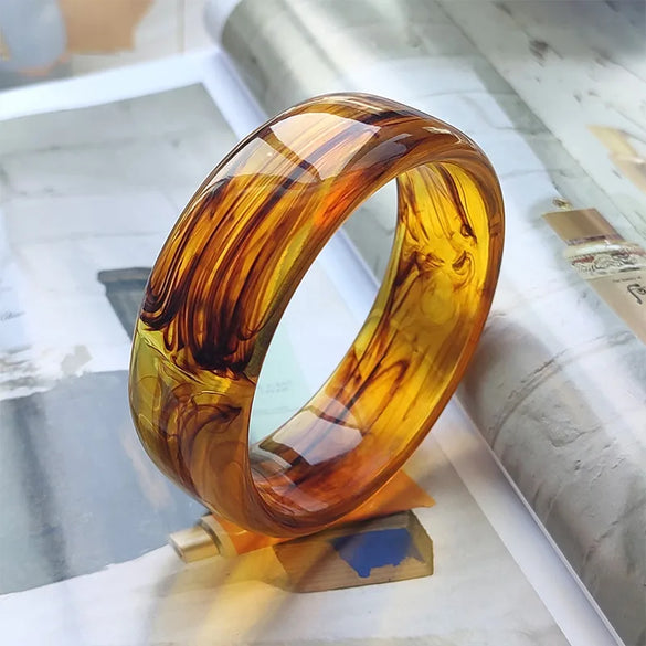 Retro Solid Color Arylic Bangle