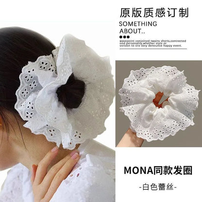 Retro Solid Color Cloth Lace Hair Tie