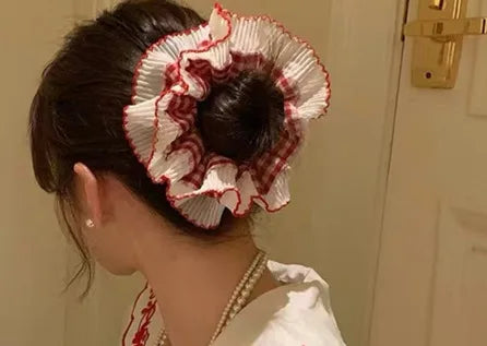 Retro Solid Color Cloth Lace Hair Tie