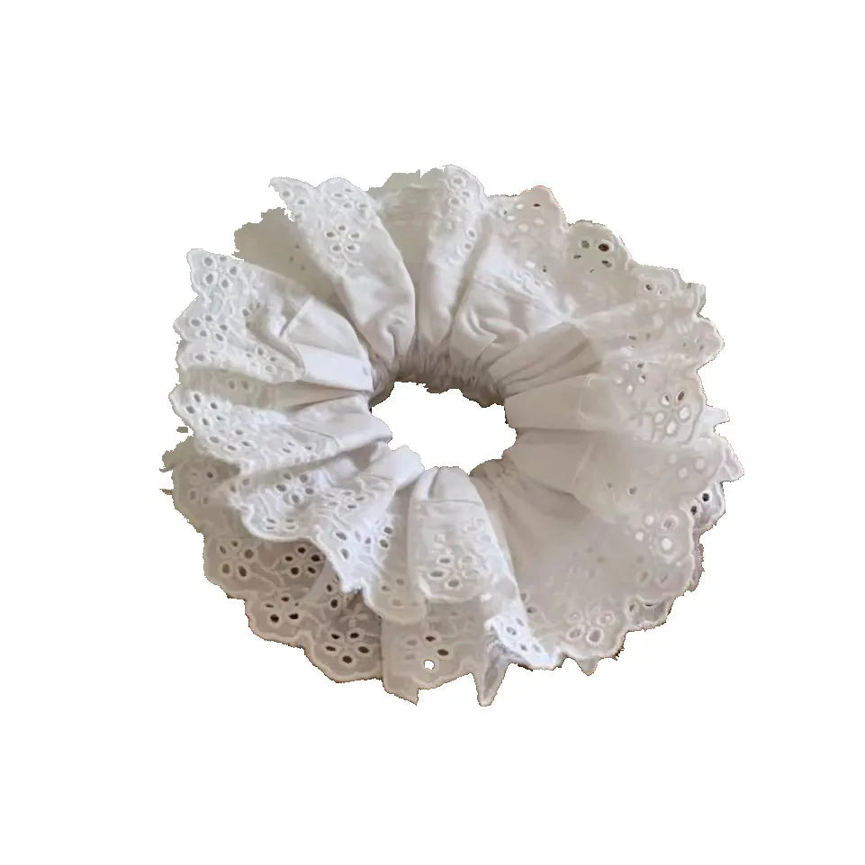 Retro Solid Color Cloth Lace Hair Tie