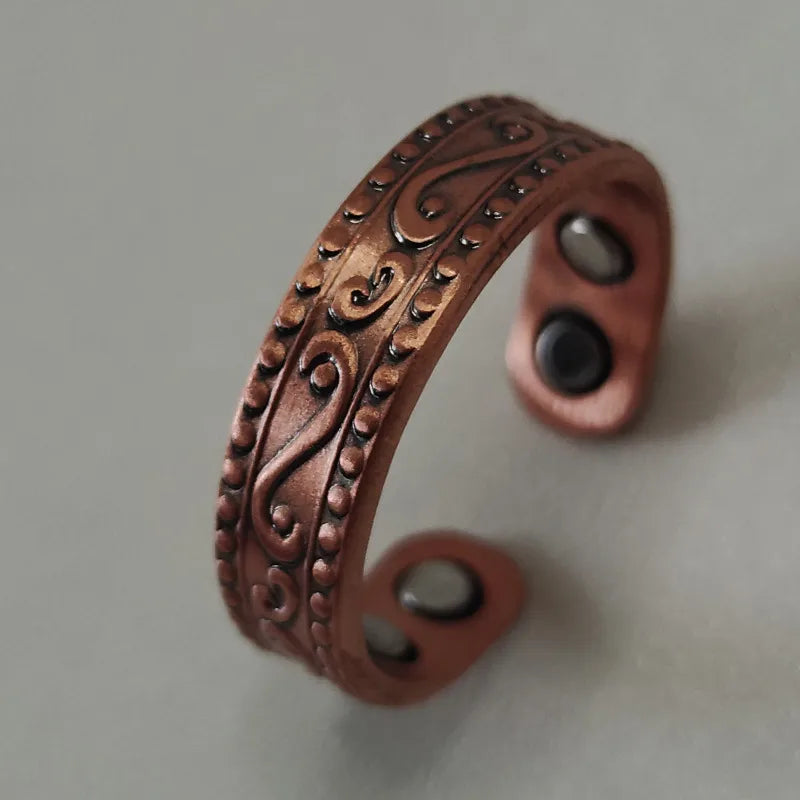 Retro Solid Color Copper Magnetic Unisex Open Rings