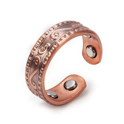 Retro Solid Color Copper Magnetic Unisex Open Rings