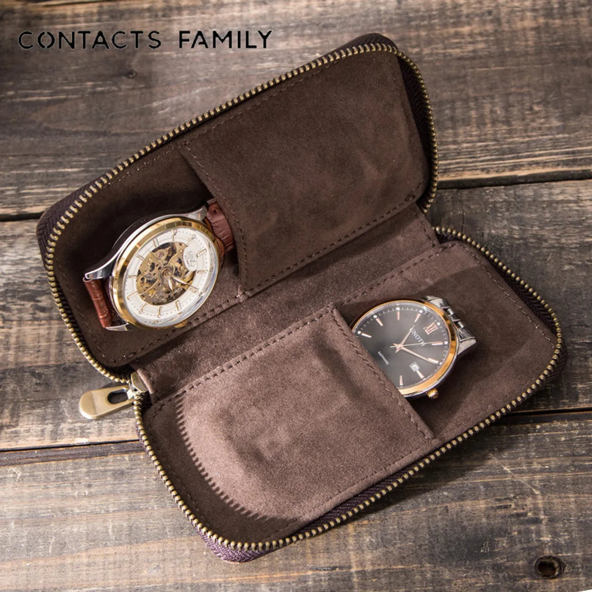 Retro Solid Color Cowhide Unisex Watch Cases