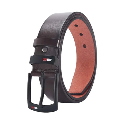 Retro Solid Color Pu Leather Alloy Men'S Leather Belts 1 Piece