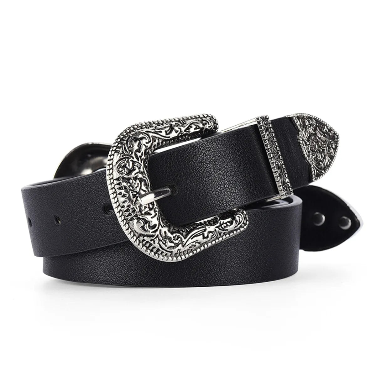 Retro Solid Color Pu Leather Alloy Unisex Leather Belts