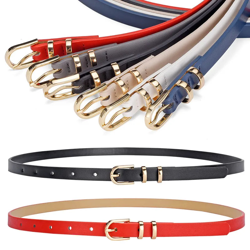 Retro Solid Color Pu Leather Alloy Women'S Leather Belts