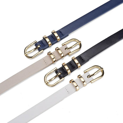 Retro Solid Color Pu Leather Alloy Women'S Leather Belts