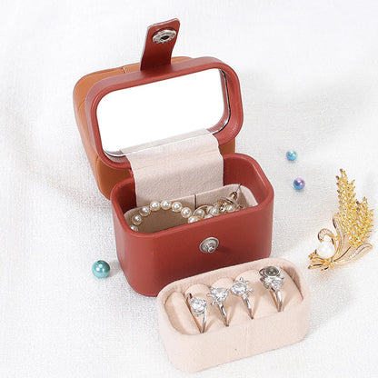 Retro Solid Color Pu Leather Jewelry Boxes