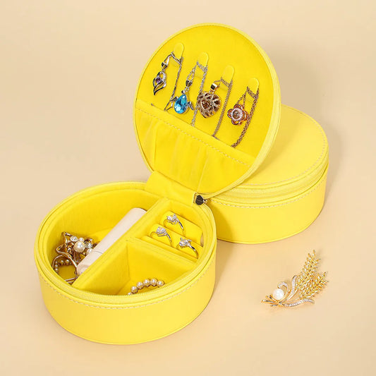 Retro Solid Color Pu Leather Jewelry Boxes