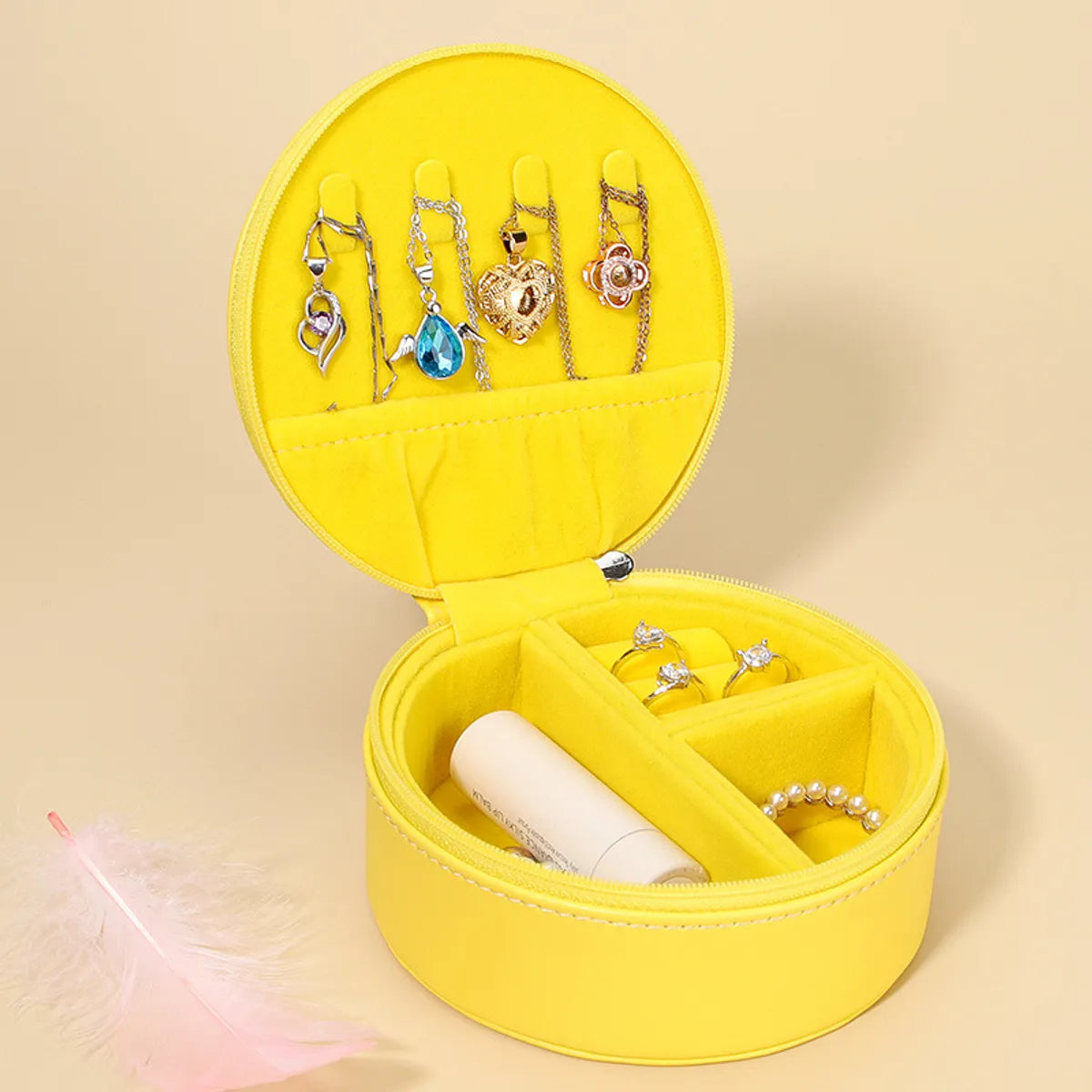 Retro Solid Color Pu Leather Jewelry Boxes