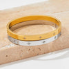 Retro Solid Color Stainless Steel Inlay Zircon Bangle