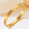 Retro Solid Color Stainless Steel Inlay Zircon Bangle