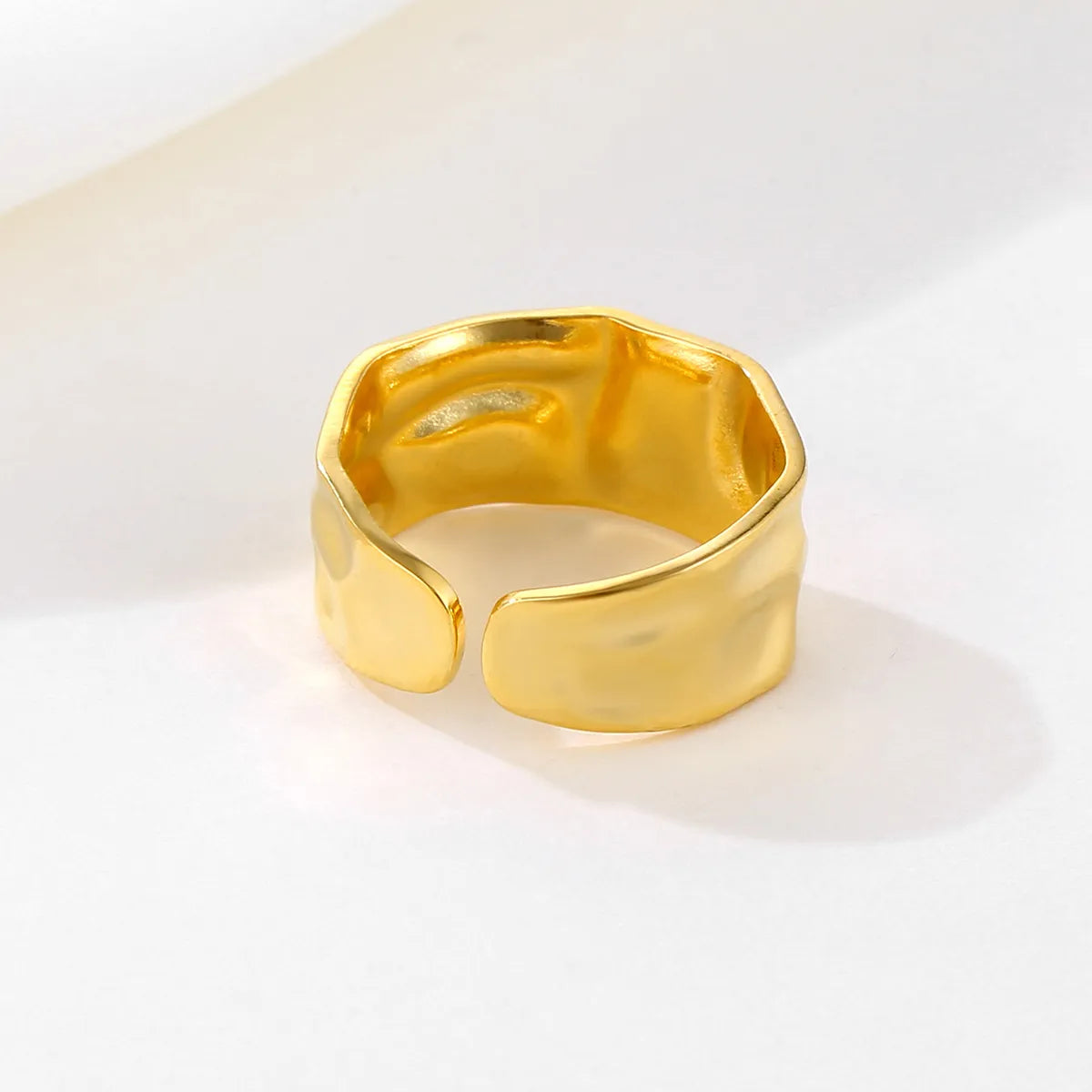 Retro Solid Color Stainless Steel Plating 18k Gold Plated Open Rings