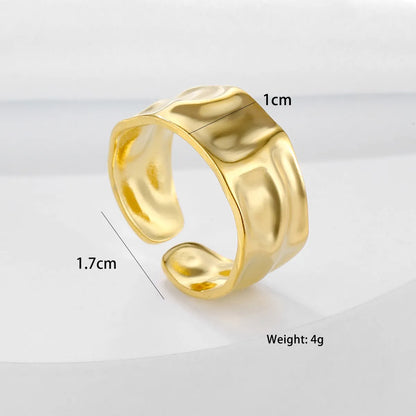 Retro Solid Color Stainless Steel Plating 18k Gold Plated Open Rings