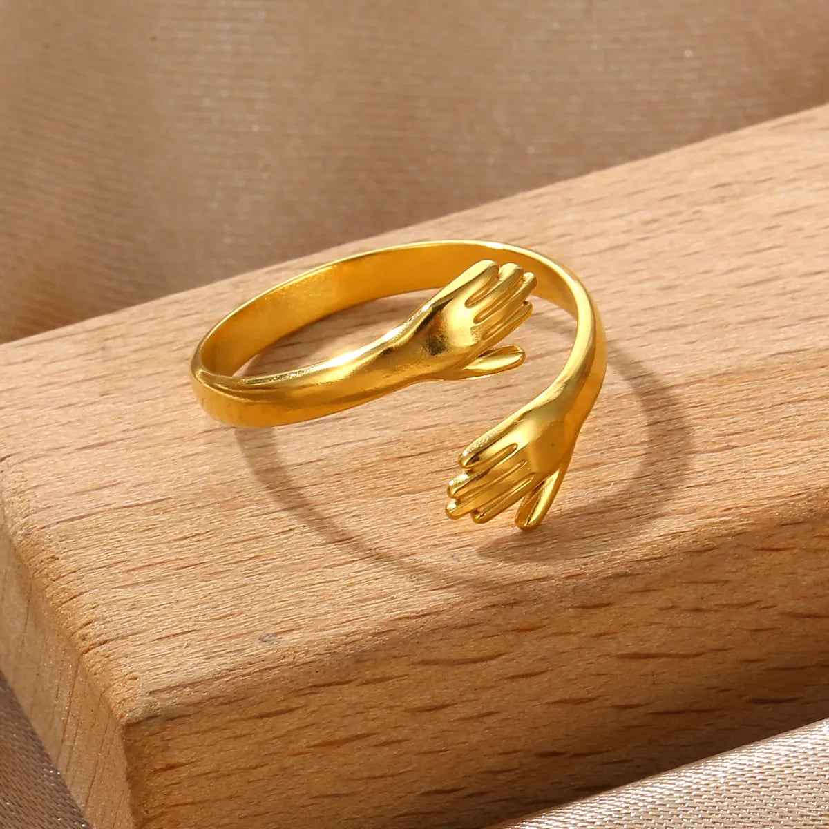 Retro Solid Color Stainless Steel Plating 18k Gold Plated Rings