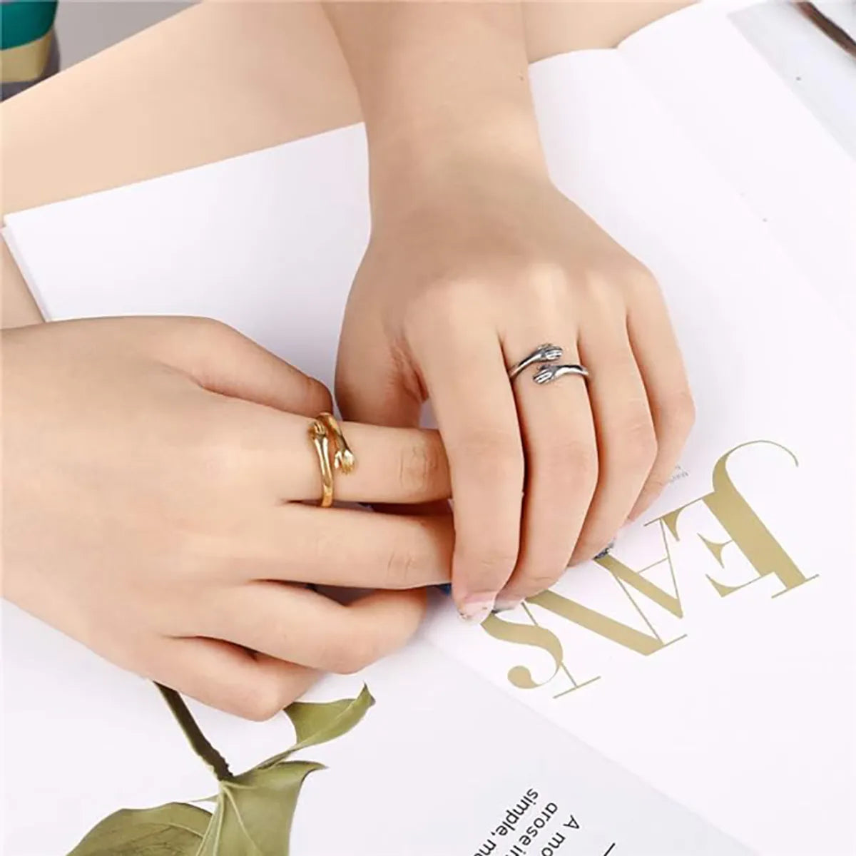 Retro Solid Color Stainless Steel Plating 18k Gold Plated Rings