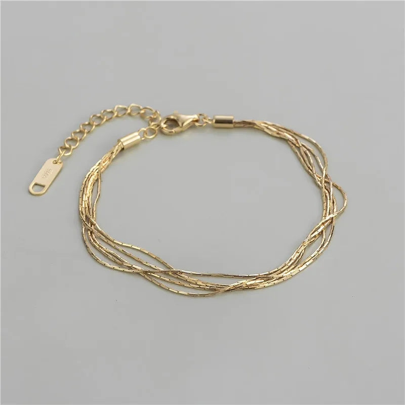 Retro Solid Color Sterling Silver Plating Gold Plated Bracelets