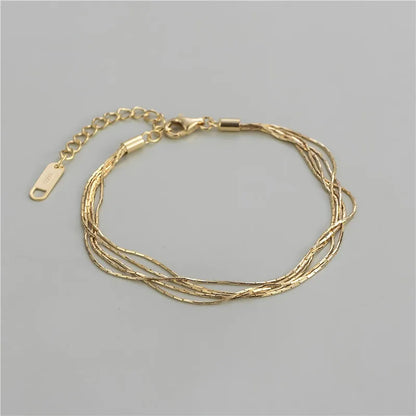 Retro Solid Color Sterling Silver Plating Gold Plated Bracelets