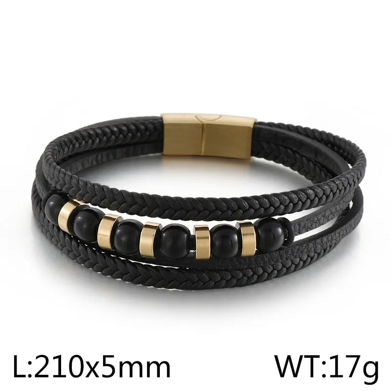 Retro Solid Color Titanium Steel Braid Men'S Bracelets