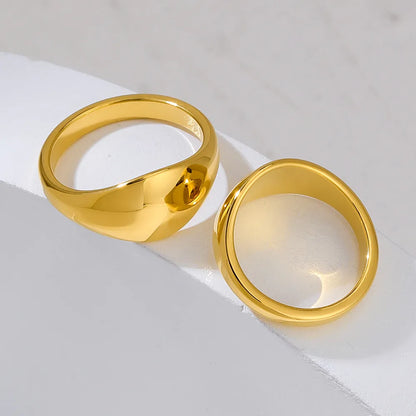 304 Stainless Steel 18K Gold Plated Retro Irregular Plating Solid Color Rings