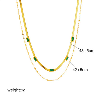 Retro Solid Color Titanium Steel Layered Plating 18k Gold Plated Necklace