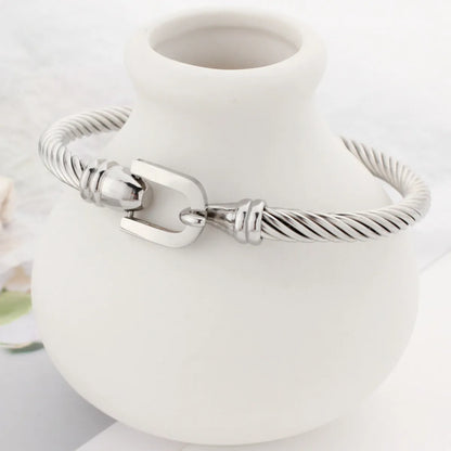 Retro Solid Color Titanium Steel Plating Bangle 1 Piece